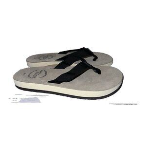 NAOT Source Womens Island Flip Flop Sandal Black Beige Leather Slip On EU 36 New